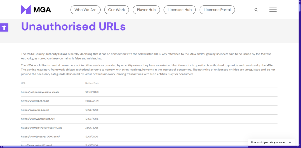 Malta gaming authority-banned casino site links